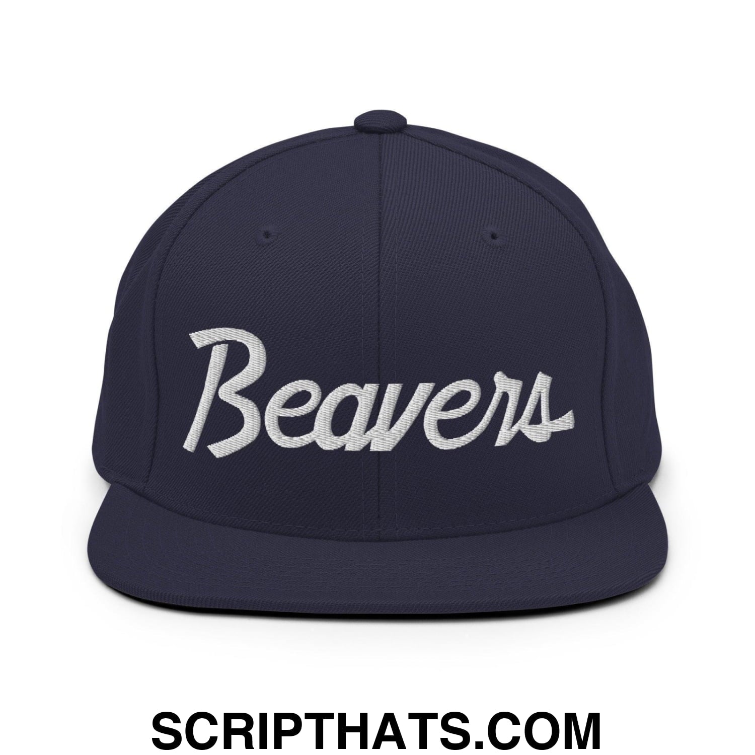 Beavers School Mascot Script Snapback Hat Navy