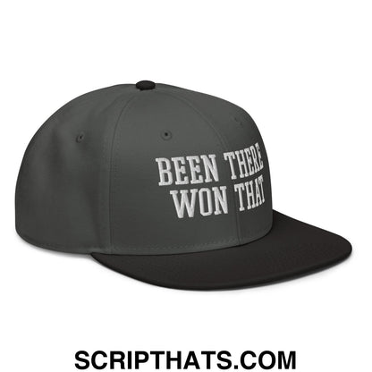 Been There Won That Embroidered Flat Brim Bill Snapback Hat Black Charcoal gray Charcoal gray