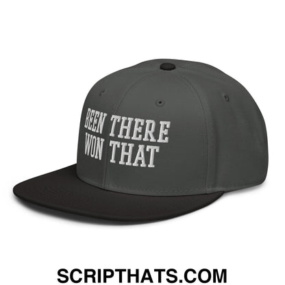 Been There Won That Embroidered Flat Brim Bill Snapback Hat Black Charcoal gray Charcoal gray
