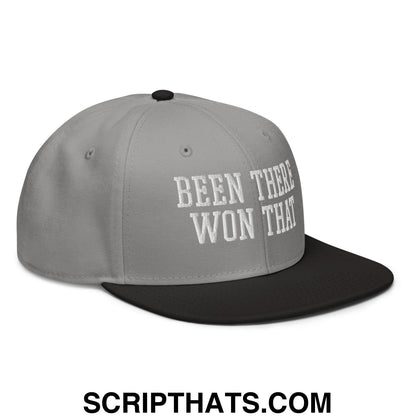 Been There Won That Embroidered Flat Brim Bill Snapback Hat Black Gray Gray
