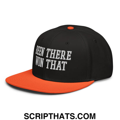 Been There Won That Embroidered Flat Brim Bill Snapback Hat Orange Black Black