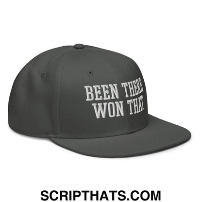 Been There Won That Embroidered Flat Brim Bill Snapback Hat Charcoal gray
