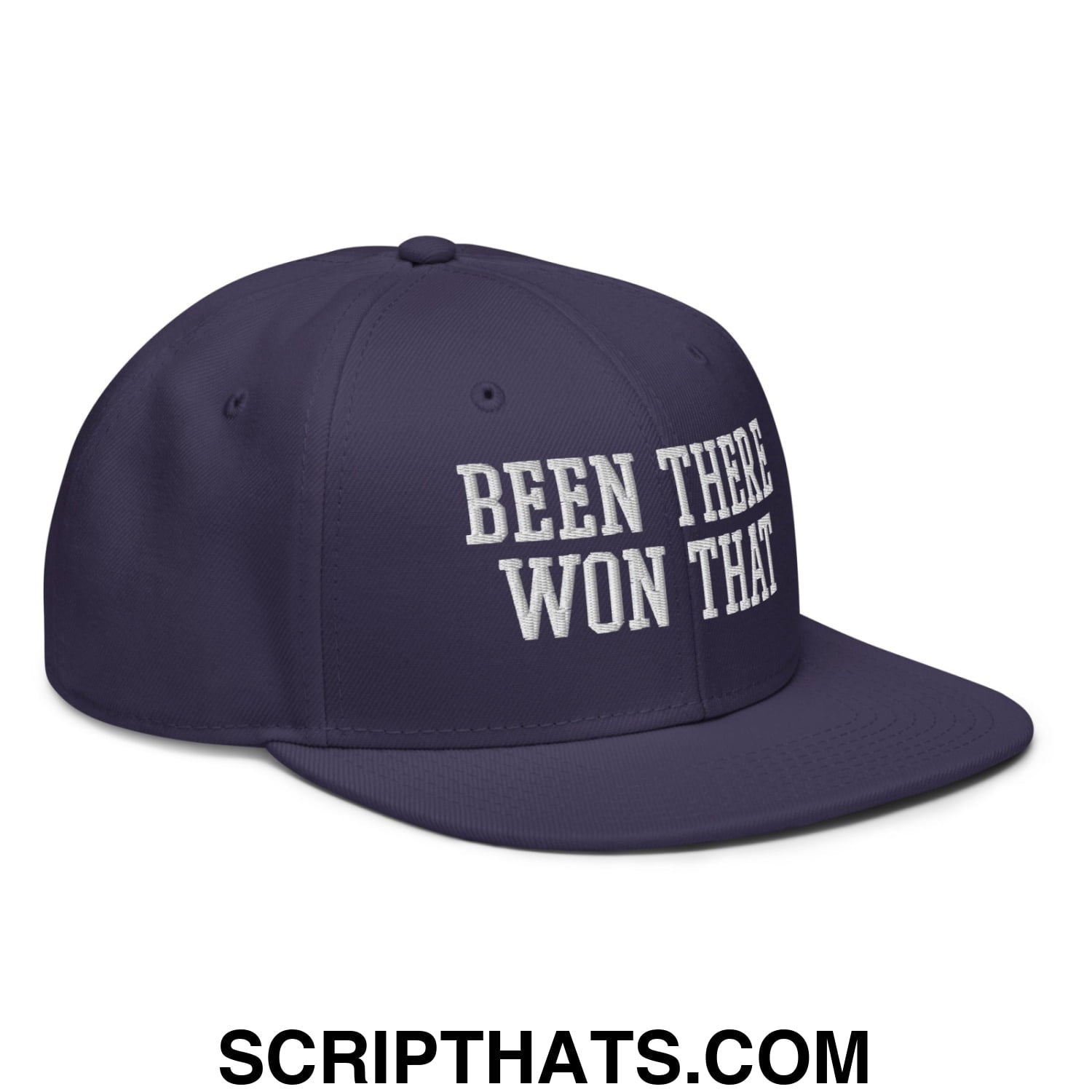 Been There Won That Embroidered Flat Brim Bill Snapback Hat Navy blue