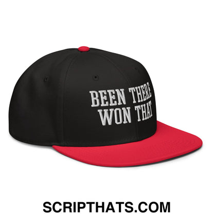 Been There Won That Embroidered Flat Brim Bill Snapback Hat Red Black Black