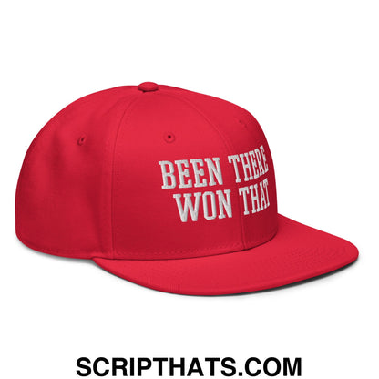 Been There Won That Embroidered Flat Brim Bill Snapback Hat Red