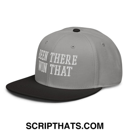Been There Won That Embroidered Flat Brim Bill Snapback Hat Black Gray Gray