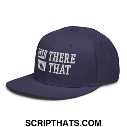 Been There Won That Embroidered Flat Brim Bill Snapback Hat Navy blue