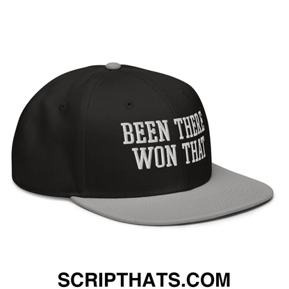 Been There Won That Embroidered Flat Brim Bill Snapback Hat Gray Black Black