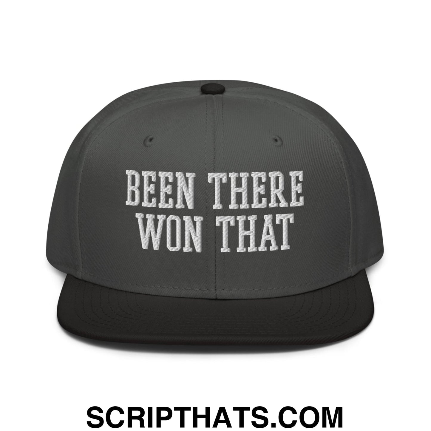 Been There Won That Embroidered Flat Brim Bill Snapback Hat Black Charcoal gray Charcoal gray