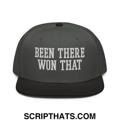 Been There Won That Embroidered Flat Brim Bill Snapback Hat Black Charcoal gray Charcoal gray