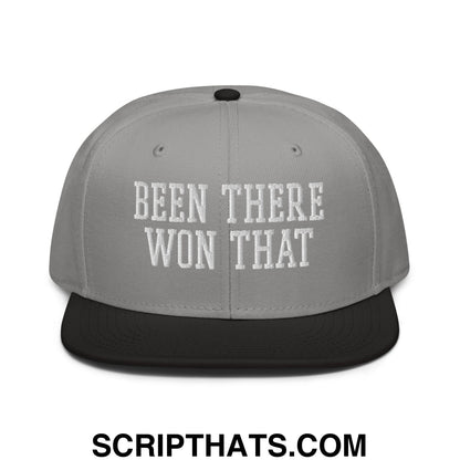 Been There Won That Embroidered Flat Brim Bill Snapback Hat Black Gray Gray