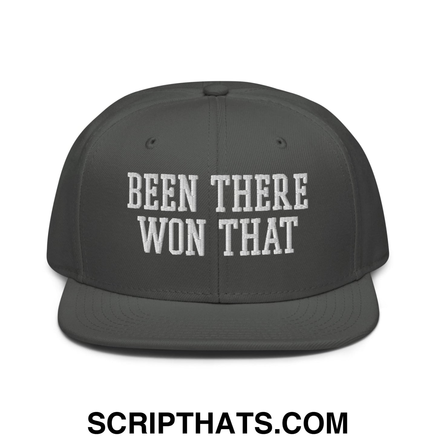 Been There Won That Embroidered Flat Brim Bill Snapback Hat Charcoal gray