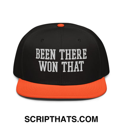 Been There Won That Embroidered Flat Brim Bill Snapback Hat Orange Black Black