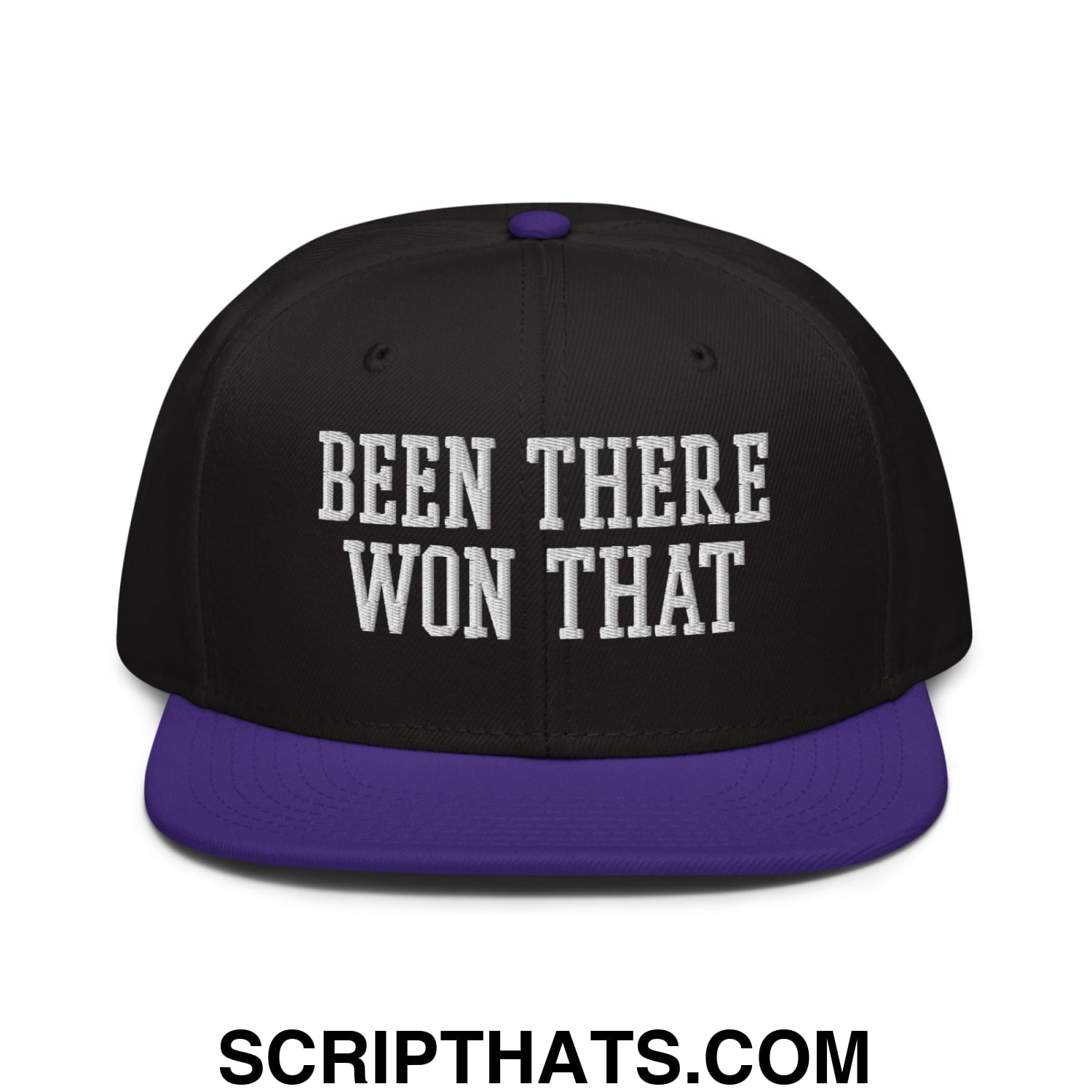 Been There Won That Embroidered Flat Brim Bill Snapback Hat Purple Black Black