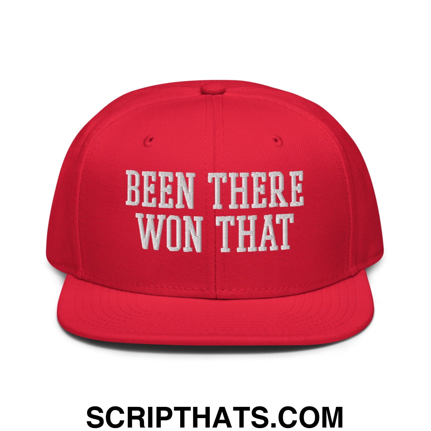 Been There Won That Embroidered Flat Brim Bill Snapback Hat Red