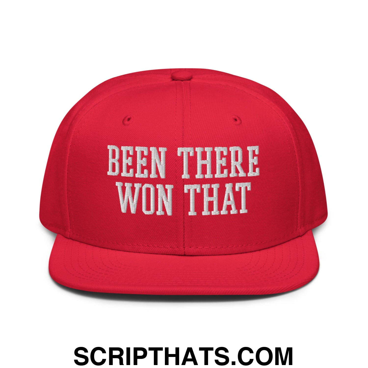 Been There Won That Embroidered Flat Brim Bill Snapback Hat Red