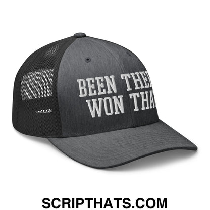 Been There Won That Embroidered Mesh Trucker Hat Dark Heather Gray