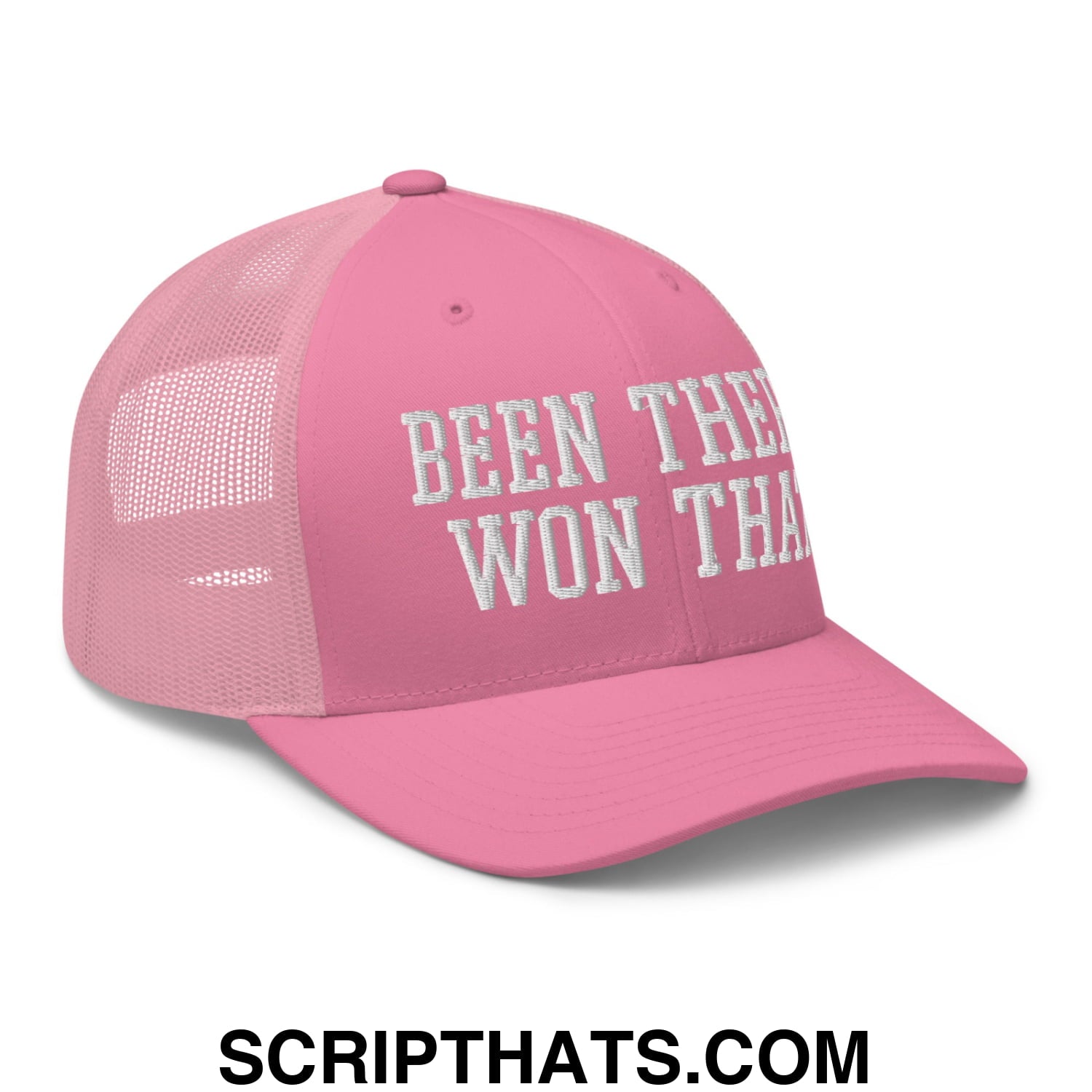Been There Won That Embroidered Mesh Trucker Hat Pink