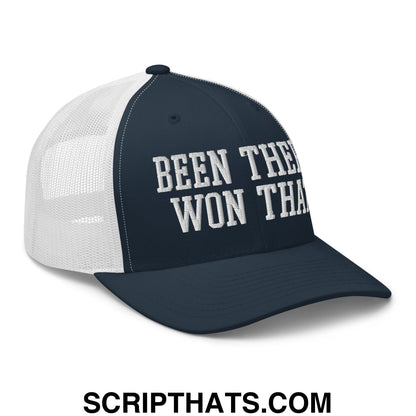 Been There Won That Embroidered Mesh Trucker Hat Navy White
