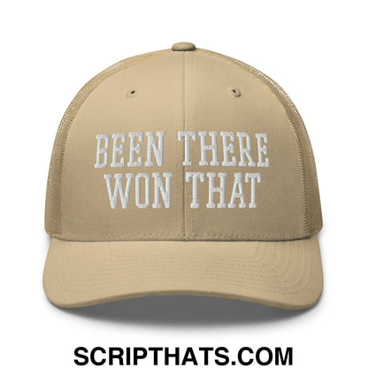 Been There Won That Embroidered Mesh Trucker Hat Khaki