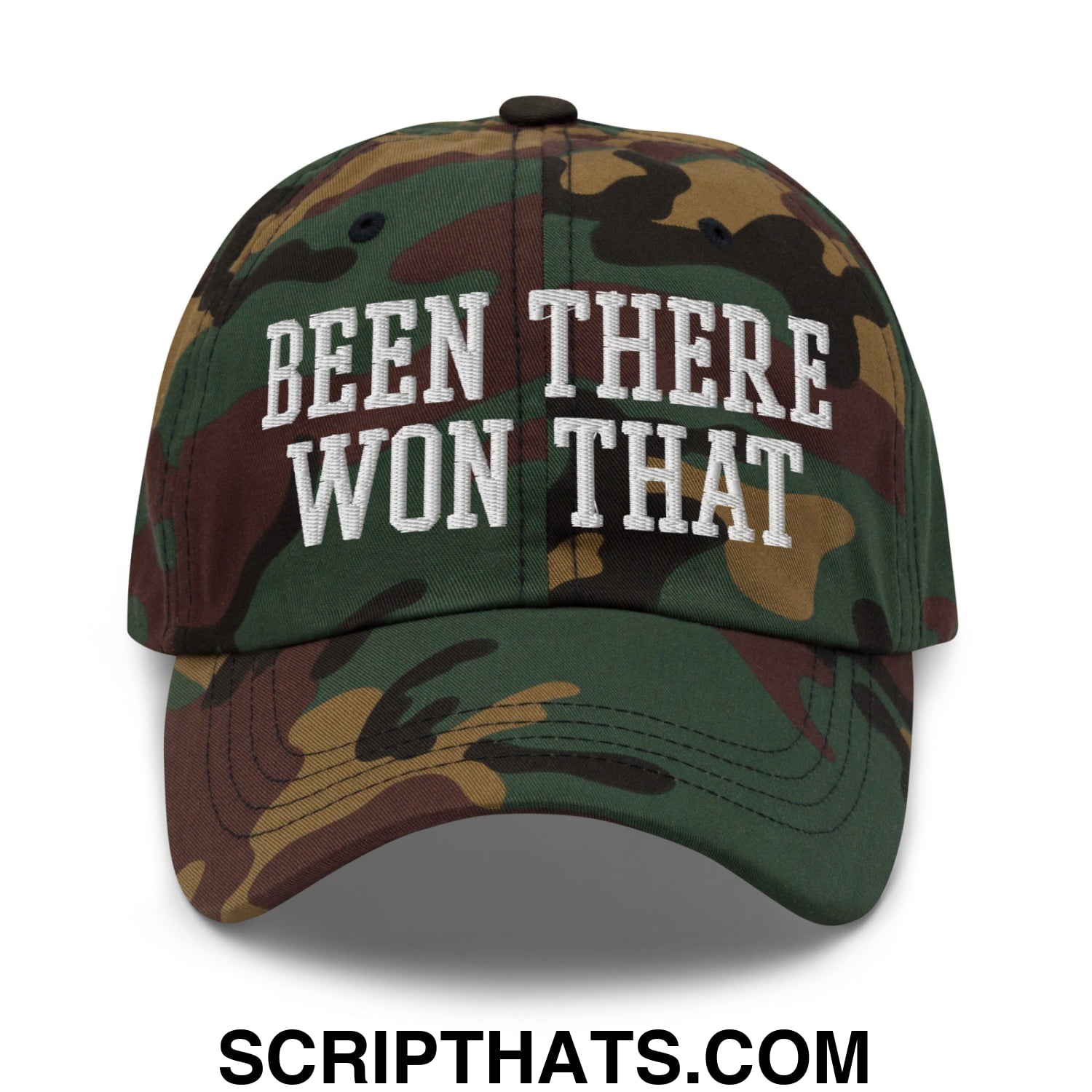 Been There Won That Embroidered Unstructured Dad Hat Green Camo
