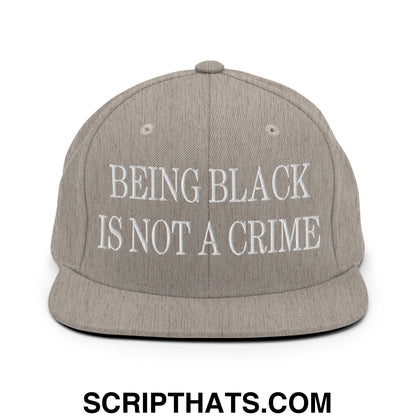 Being Black is not a Crime Embroidered Flat Bill Brim Snapback Hat Heather Grey