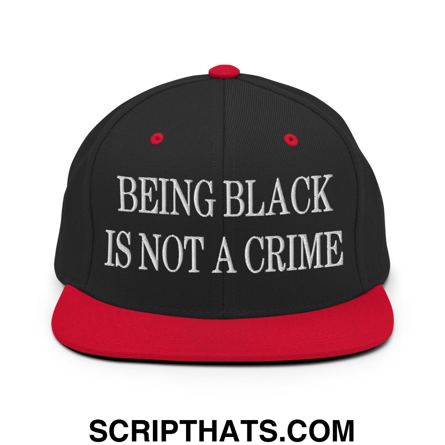 Being Black is not a Crime Embroidered Flat Bill Brim Snapback Hat Black Red