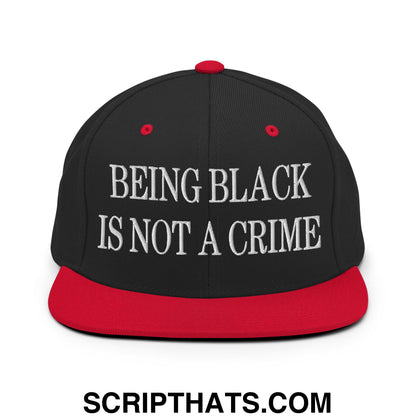 Being Black is not a Crime Embroidered Flat Bill Brim Snapback Hat Black Red