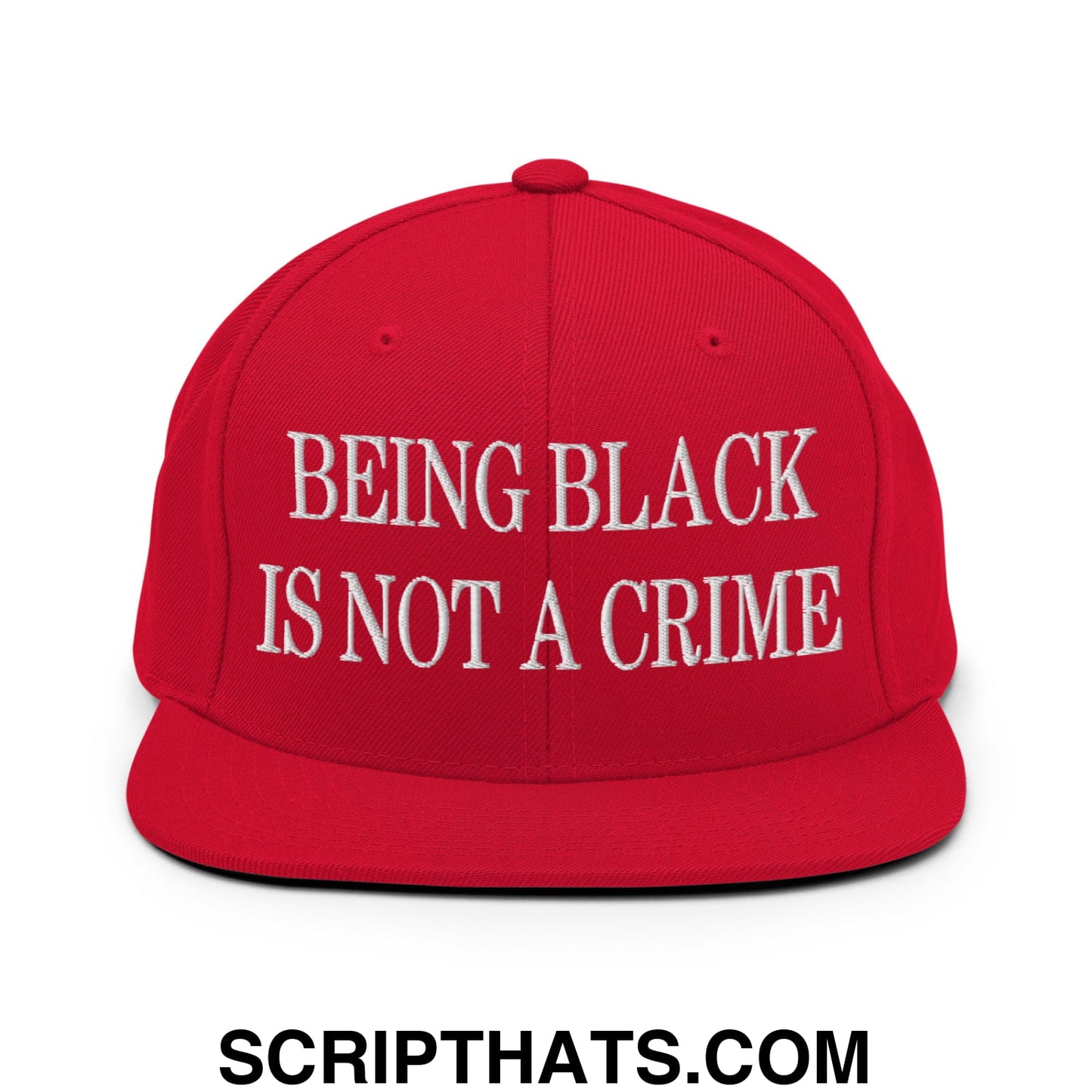 Being Black is not a Crime Embroidered Flat Bill Brim Snapback Hat Red