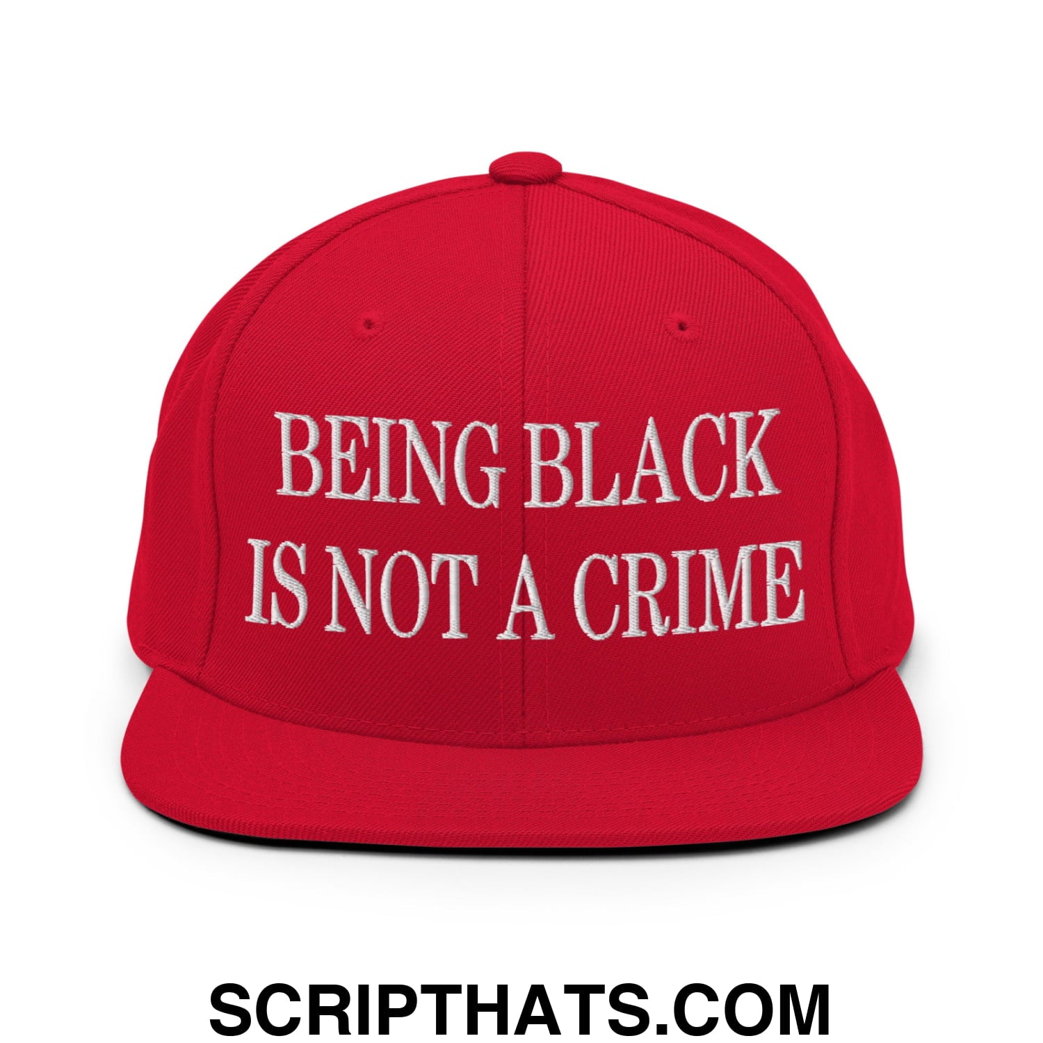 Being Black is not a Crime Embroidered Flat Bill Brim Snapback Hat Red