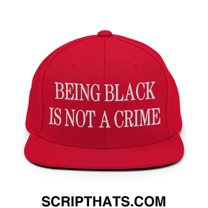 Being Black is not a Crime Embroidered Flat Bill Brim Snapback Hat Red