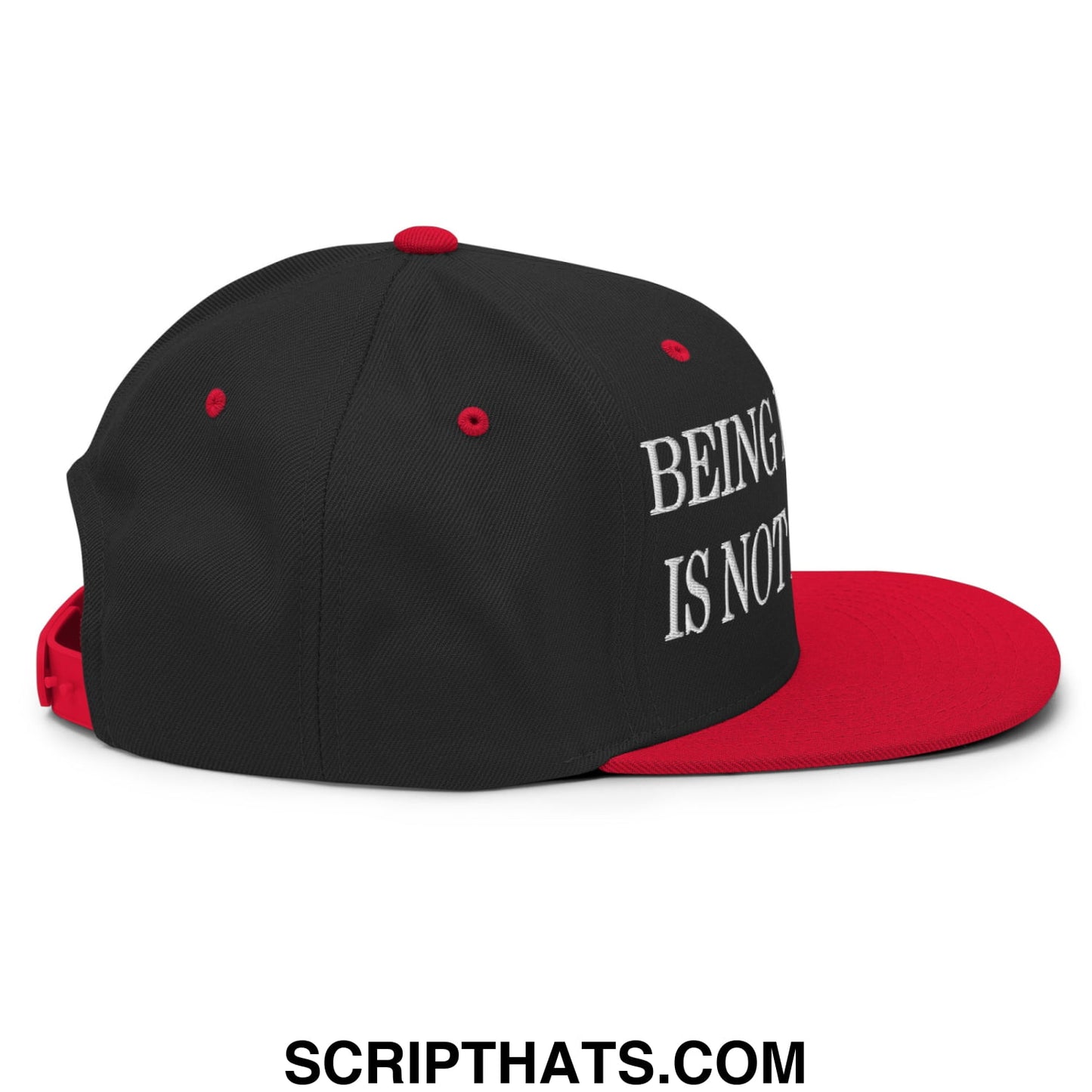 Being Mexican is not a Crime Embroidered Flat Bill Brim Snapback Hat Black Red