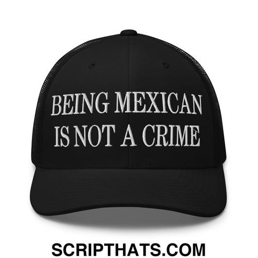 Being Mexican is not a Crime Embroidered Mesh Trucker Hat Black