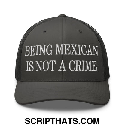 Being Mexican is not a Crime Embroidered Mesh Trucker Hat Charcoal