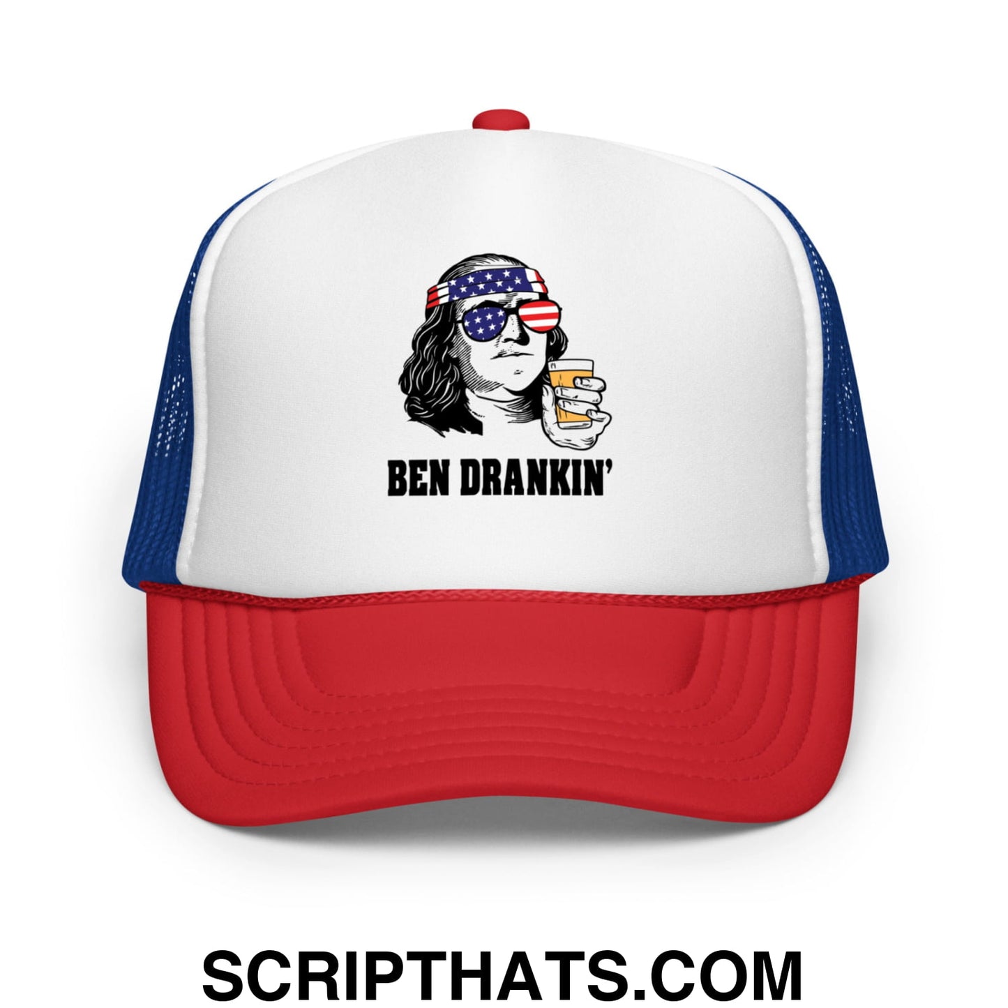 Ben Drankin' 4th of July Screenprinted Foam Mesh Trucker Hat Default Title