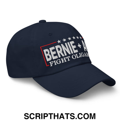 Bernie + AOC Fight Oligarchy Embroidered Unstructured Dad Hat Default Title