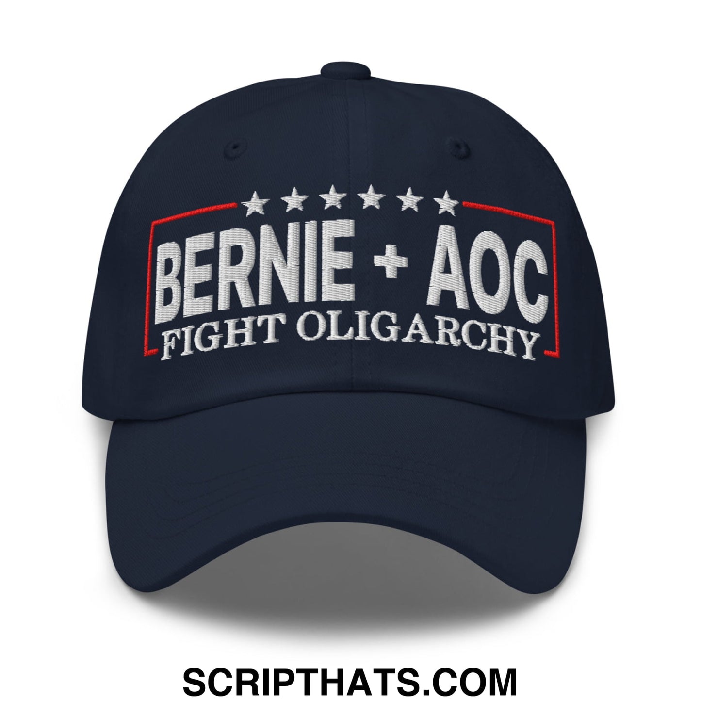 Bernie + AOC Fight Oligarchy Embroidered Unstructured Dad Hat Default Title