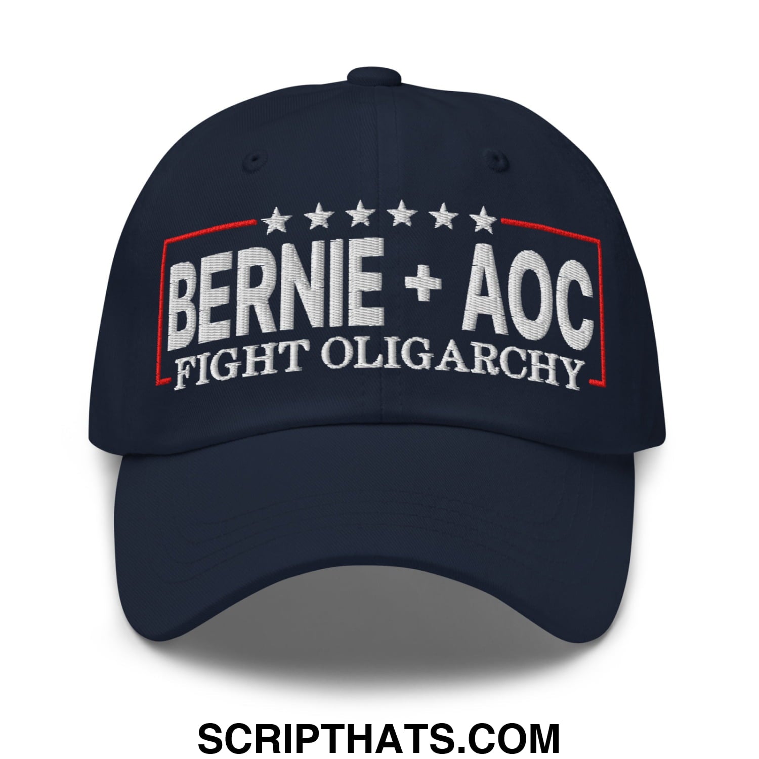 Bernie + AOC Fight Oligarchy Embroidered Unstructured Dad Hat Default Title