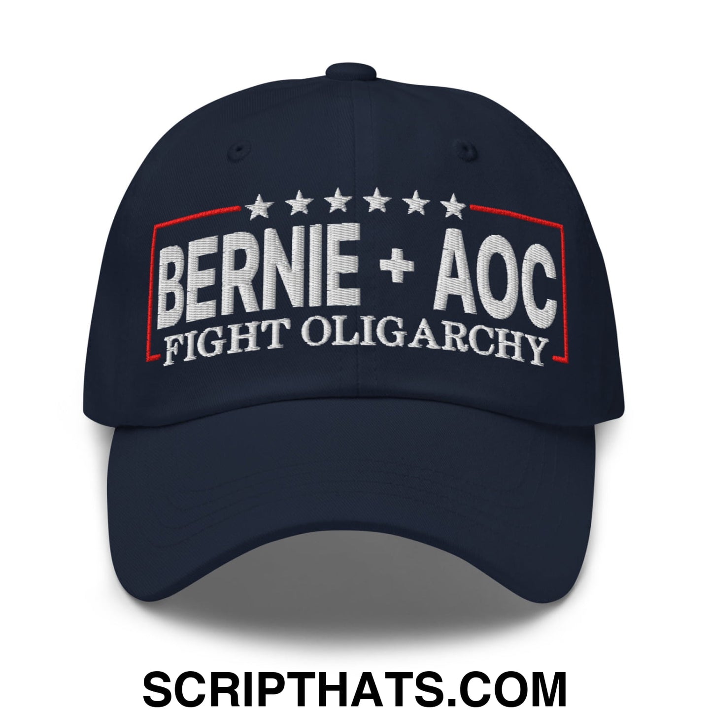 Bernie + AOC Fight Oligarchy Embroidered Unstructured Dad Hat Default Title
