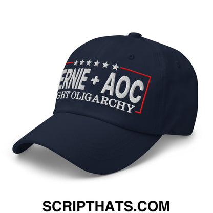 Bernie + AOC Fight Oligarchy Embroidered Unstructured Dad Hat Default Title