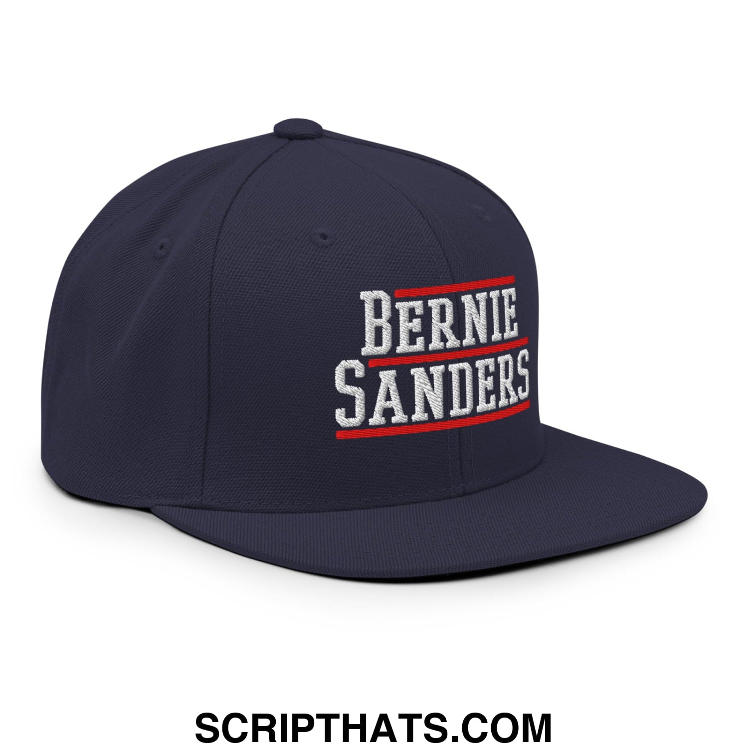 Bernie Sanders Embroidered Flat Bill Brim Snapback Hat Navy