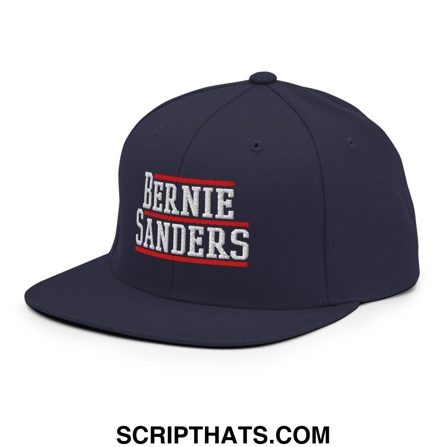 Bernie Sanders Embroidered Flat Bill Brim Snapback Hat Navy