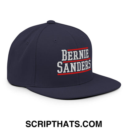 Bernie Sanders Embroidered Flat Bill Brim Snapback Hat Navy