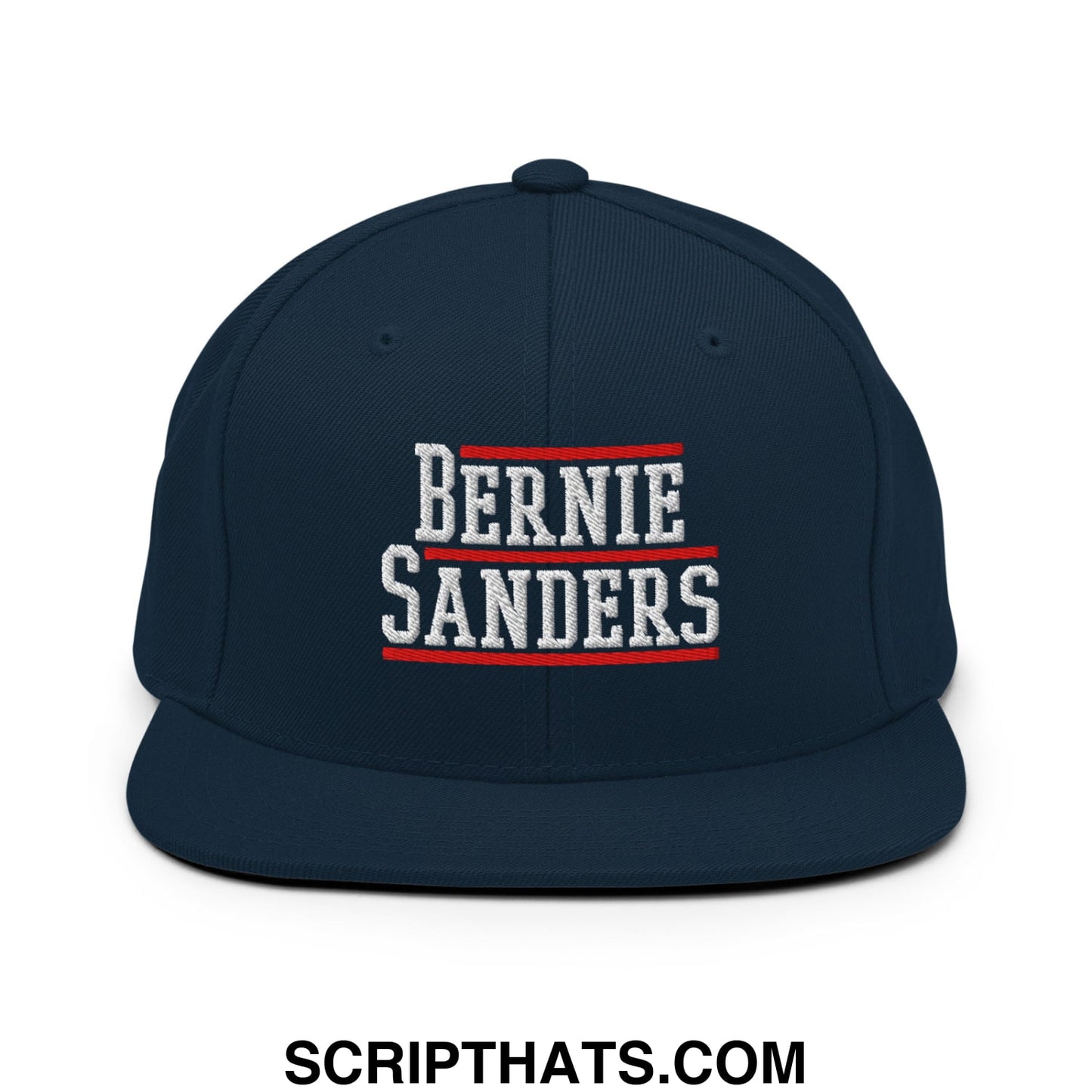 Bernie Sanders Embroidered Flat Bill Brim Snapback Hat Dark Navy