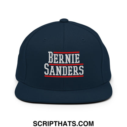 Bernie Sanders Embroidered Flat Bill Brim Snapback Hat Dark Navy