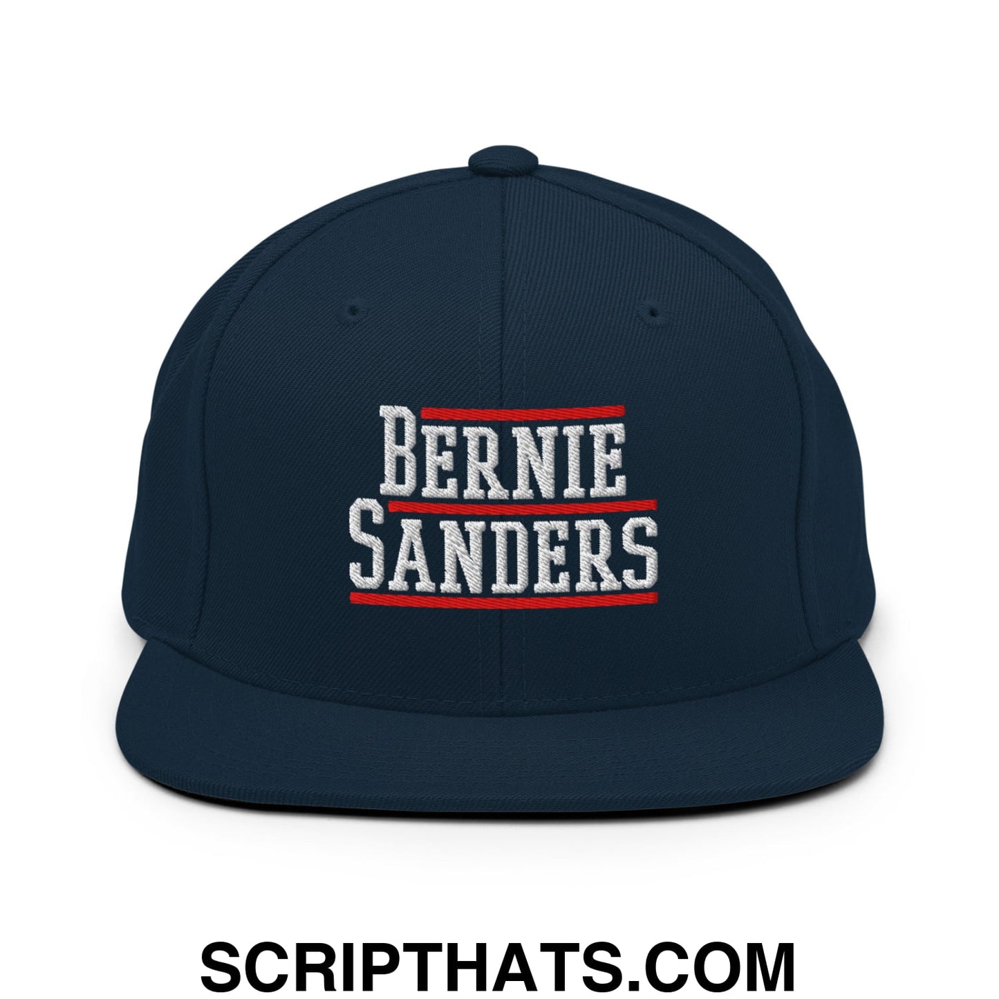 Bernie Sanders Embroidered Flat Bill Brim Snapback Hat Dark Navy