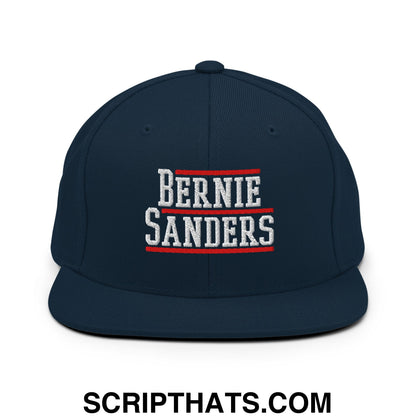 Bernie Sanders Embroidered Flat Bill Brim Snapback Hat Dark Navy