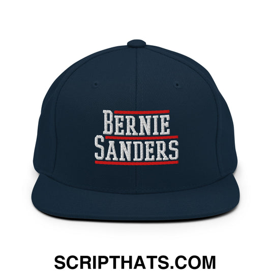 Bernie Sanders Embroidered Flat Bill Brim Snapback Hat Dark Navy