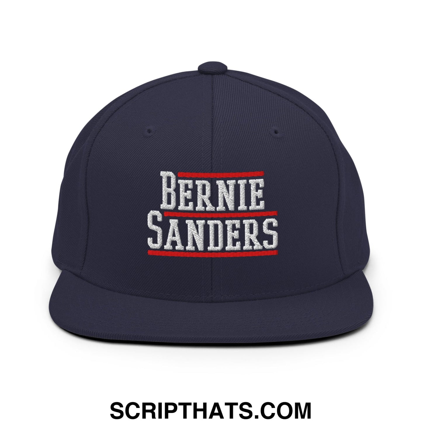 Bernie Sanders Embroidered Flat Bill Brim Snapback Hat Navy