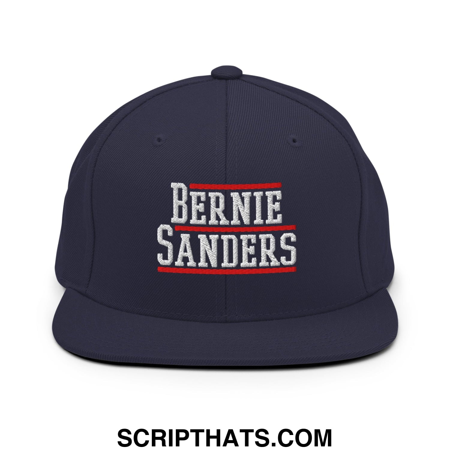 Bernie Sanders Embroidered Flat Bill Brim Snapback Hat Navy